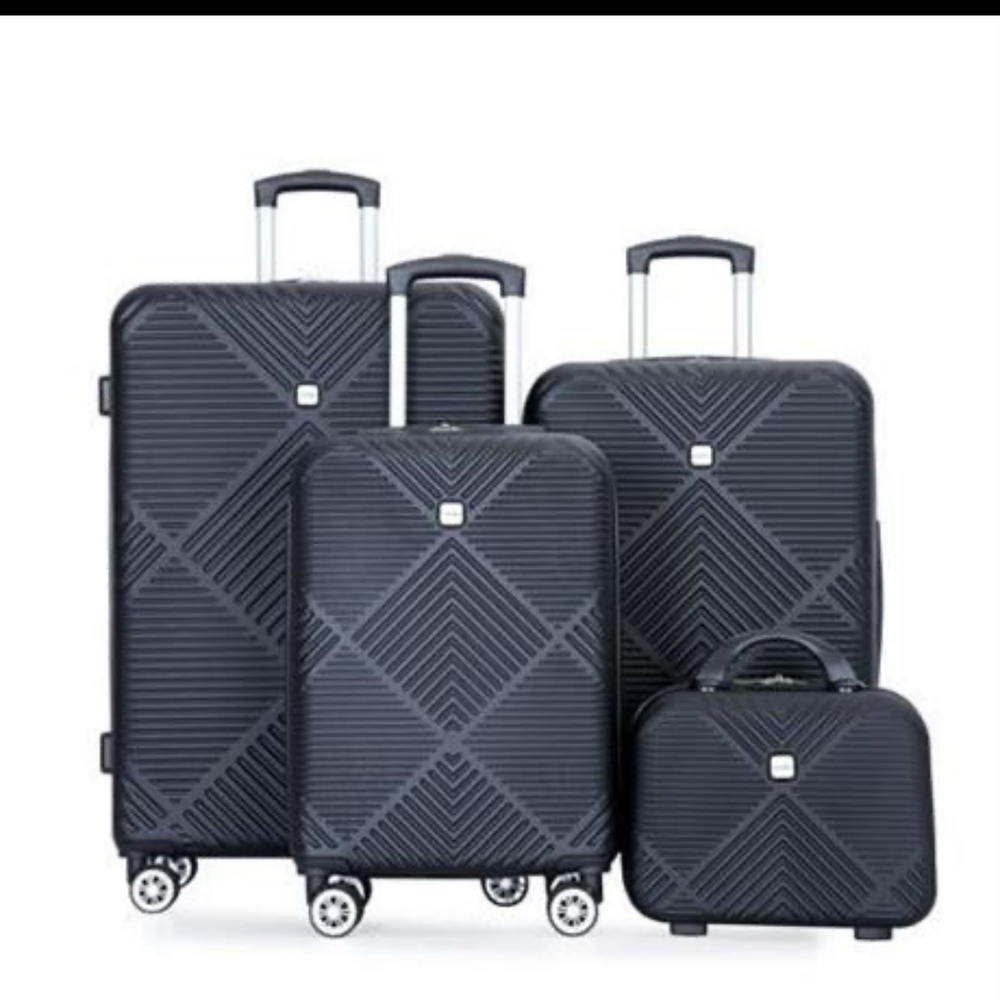 4 Piece Tripcomp Black Geometric Luggage Set